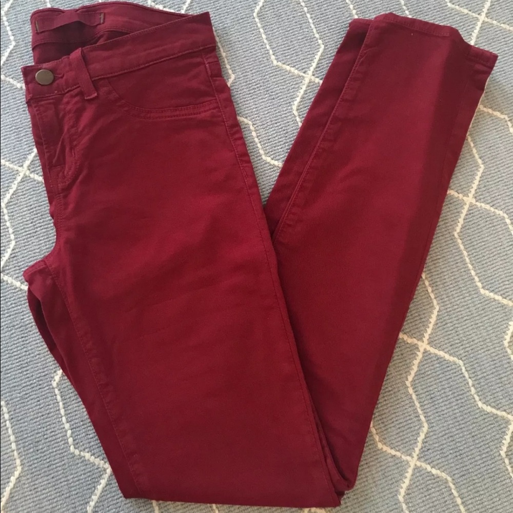 J Brand Jeans Black Cherry Twill Super Skinny Leg